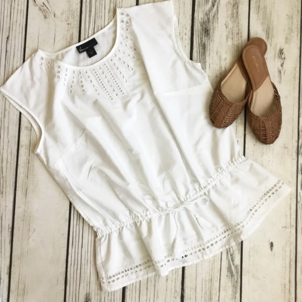 Lane Bryant NWT white eyelet peplum tank top L10